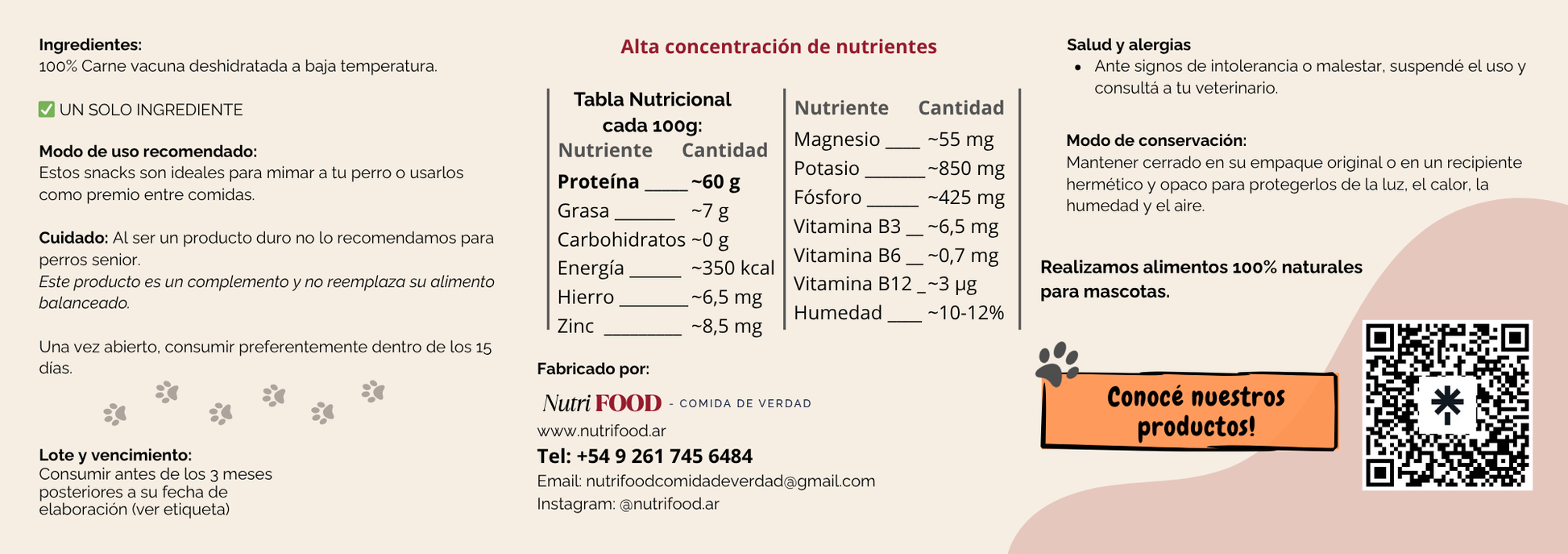 Snack de Carne Vacuna Deshidratada - APTO GATOS Y PERROS