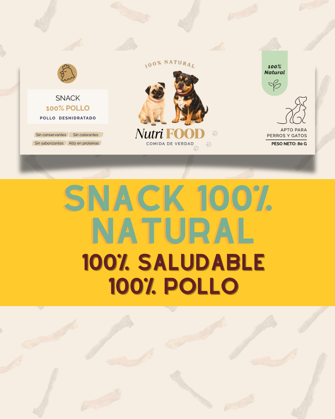Snack de Pechuga de Pollo Deshidratada - APTO GATOS Y PERROS