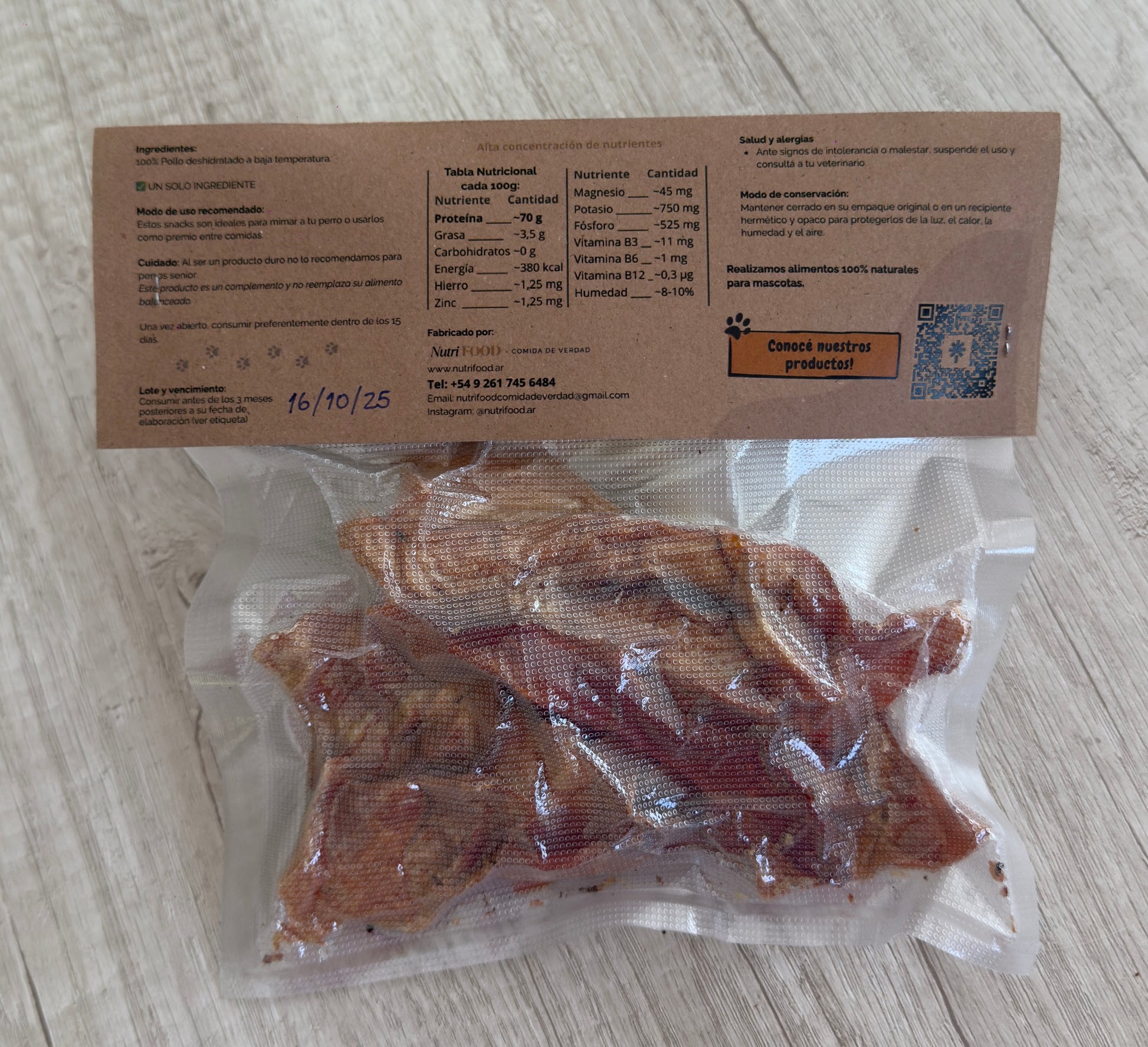 Snack de Pechuga de Pollo Deshidratada - APTO GATOS Y PERROS