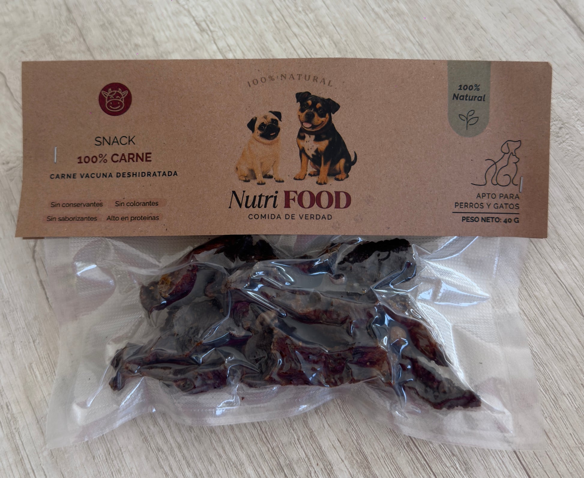 Snack de Carne Vacuna Deshidratada - APTO GATOS Y PERROS